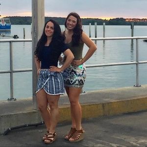 Showpo blue striped wrapped skort